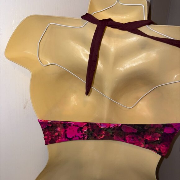 Elizabeth Jane SZ SMALL Women's Reversible Flor 3 Keyhole Crop Bikini Top - Picture 5 of 5